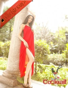 * ALTIN ASKI japon uzun kırmızı elbise