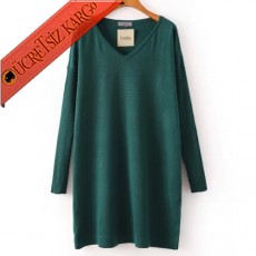 * Casual & Relax Japon Sade Dökümlü Elbise Yeşil