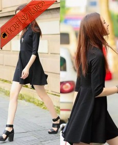 * Çan Etek Japon Elegant Party Elbise Siyah S-L