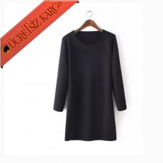 * Casual & Comfort Japon Kışlık Elbise Siyah