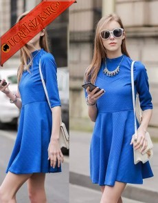 * Çan Etek Japon Elegant Party Elbise Mavi S-L