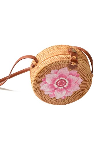Bali Rattan Hasır Çıtçıtlı Sert Malzeme Astarlı Bohem Yazlık Omuz Çantası